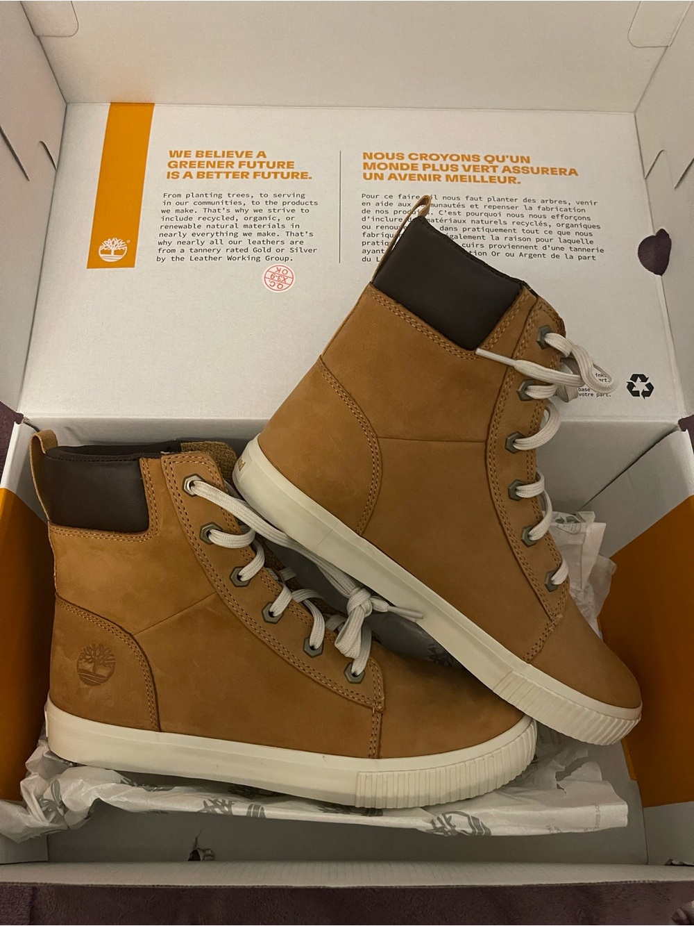 Timberland Tan/Brown Nubuck High-Top Casual Shoes- never worn NIB